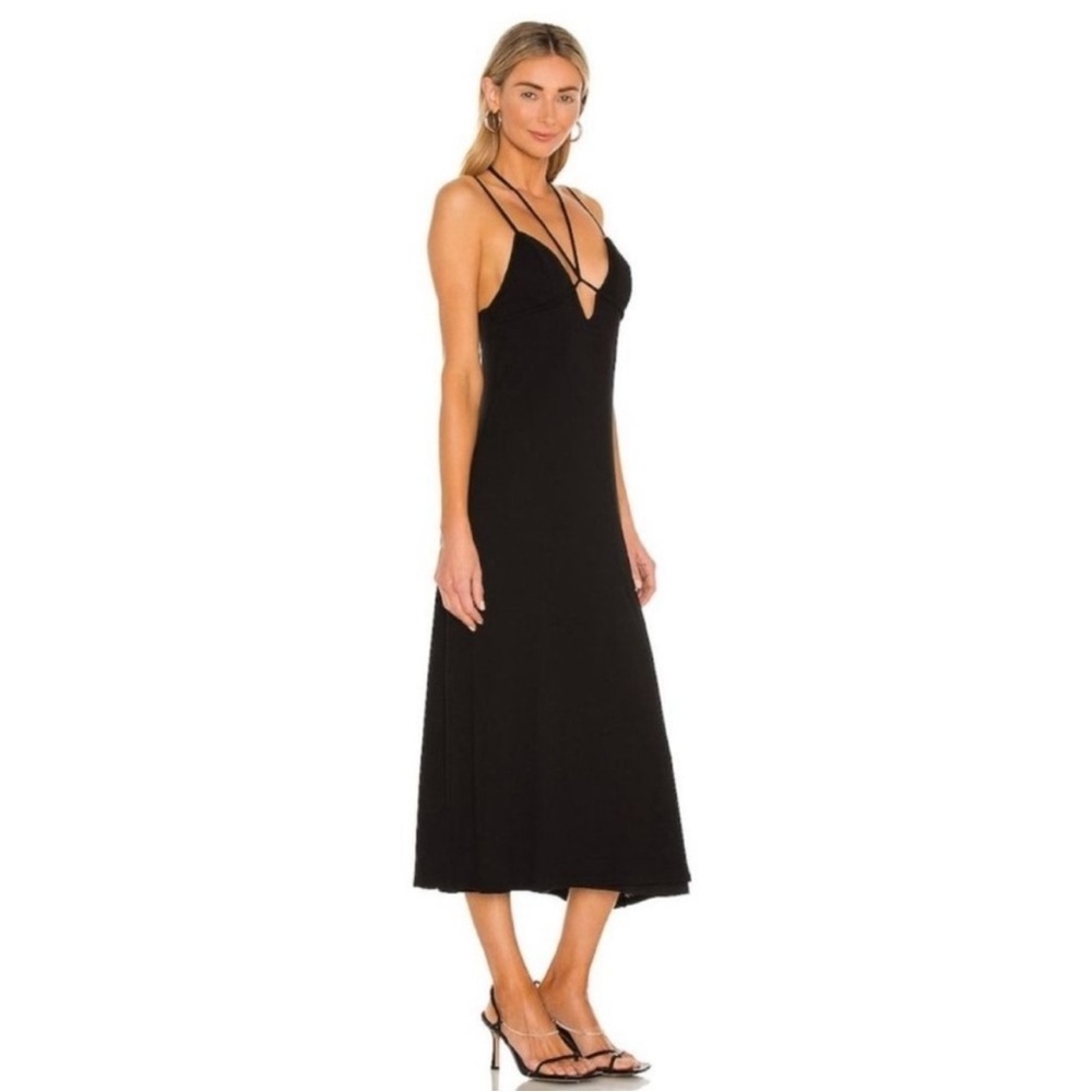 AFRM Lidia Halter Midi Dress in Black size small summer Sundress Cocktail ribbed